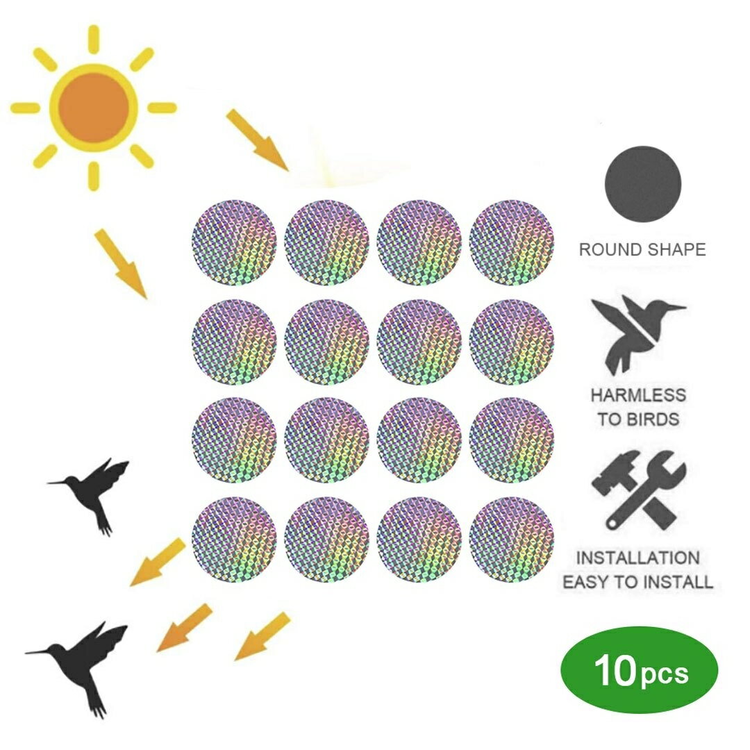 鳥よけ 丸 シール レインボー 10枚セット 防虫 虫よけ 反射シール