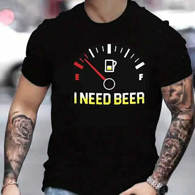 Tシャツ ガス欠ビール 半袖 XL トップス ビール ガス欠 ワンサイズ ロゴTシャツ ユニーク ブラック 韓国