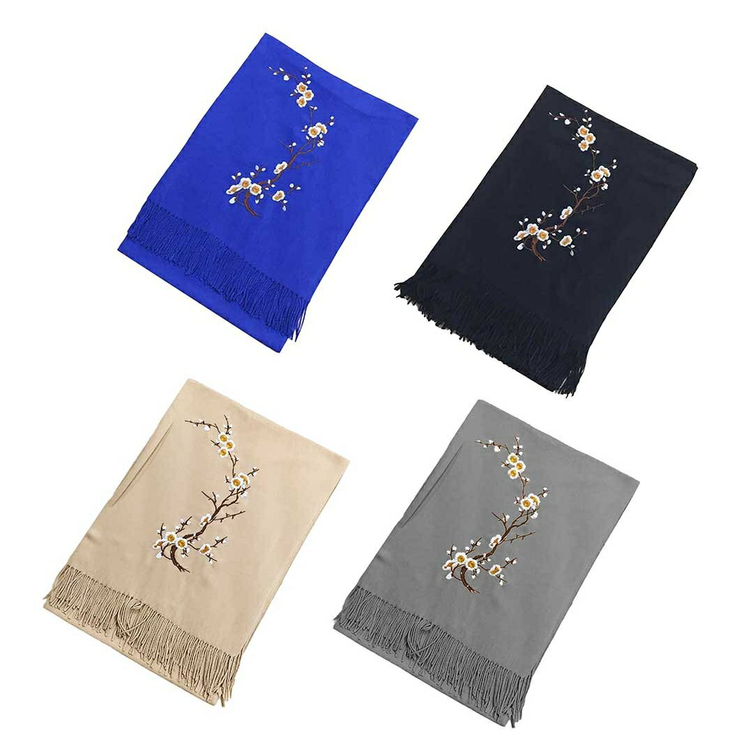 ストール マフラー 梅の花 サステナブル レディース 大判 秋冬 秋 冬 防寒 ギフト