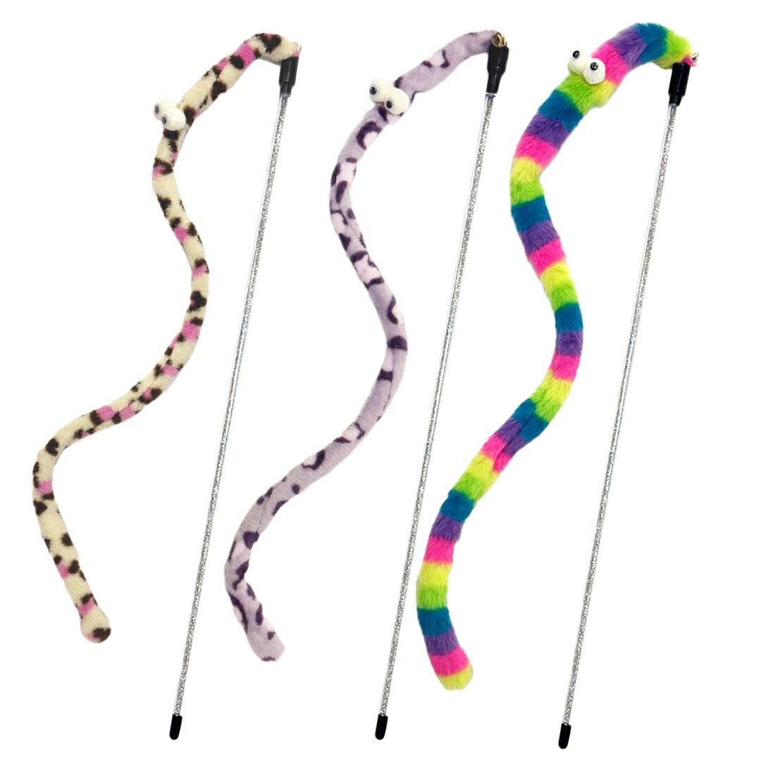 ペット 用品 カラフルしっぽ ロング 猫じゃらし 全3色 1本 かわいいおめめ付き ひも 紐 鈴付き おもちゃ