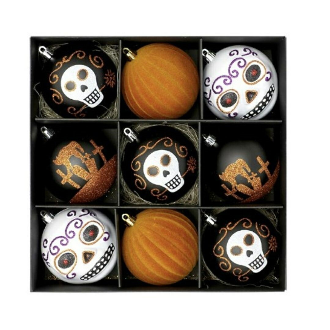 ハロウィンオーナメント メキシカンスカル 9玉 装飾 飾り デコレーションボール