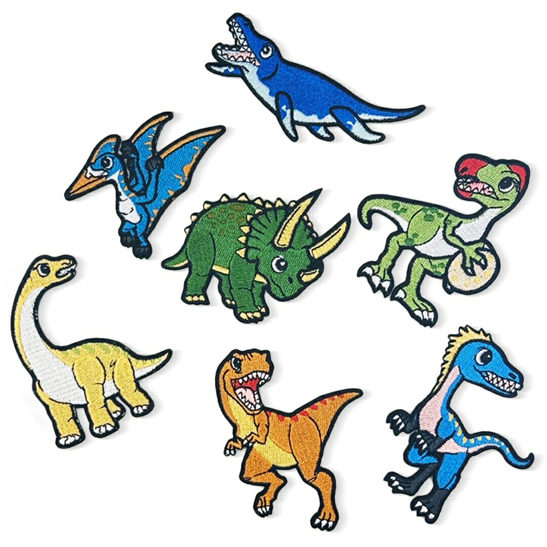 【普通郵便発送】 恐竜 ワッペン 刺繍 アイロン接着タイプ ステッカー アップリケ 男の子 女の子 グッズ