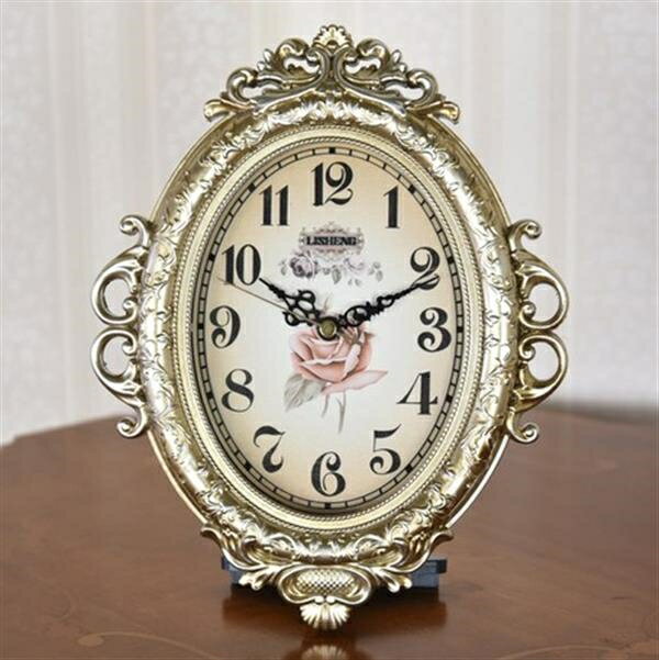 アンティーク調 OV薔薇の置き時計 GD　時計