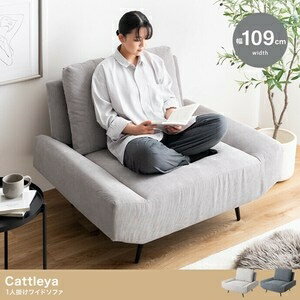 【幅109cm】Cattleya 1人掛けワイドソファ グレー
