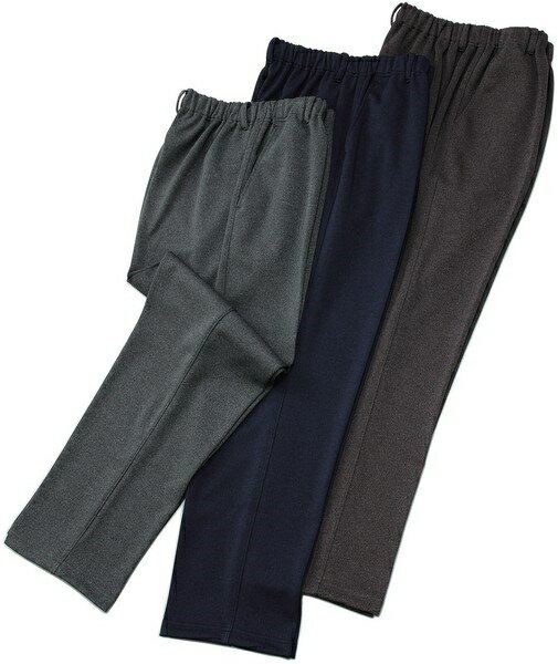 紳士杢調裏起毛ストレートパンツ3色組（同サイズ） 股下68cm 3L