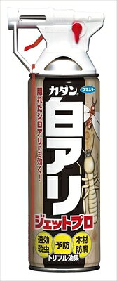 ■商品紹介商品番号：ns-hr-4902424431612プロも使っている「トラロメトリン」がスピード殺虫＆9ヶ月の長期予防。木材防腐剤「シプロコナゾール配合」。逆さ使用OK。「床下換気口すき間ノズルつき」■サイズ・容量【サイズ】88×235×66（mm）【容量】450ML■注意事項■こちらの商品はメーカー直送品となります。■メーカーに在庫が無い場合はキャンセルさせていただくことがございます。■お客様ご都合による返品・交換は出来ませんのでご注意ください■北海道、沖縄、離島については別途送料が掛かります。