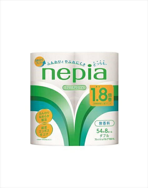 ■商品紹介商品番号：ns-hr-4901121278032●ふんわりとやぶれにくさ・どっちも。●1．8倍巻なので、持ち帰りや保管に便利。●ふんわりなめらかさ製法と超密エンボス加工でやわらかさとなめらかさを実現。●丈夫でやぶれにくく、ふわっとプレミアムな肌ざわり。●フレッシュパルプ100％製品です。●バイオマスインキ、バイオマスフィルム採用。■サイズ・容量【サイズ】459×456×437(mm) 【容量】8個■注意事項■こちらの商品はメーカー直送品となります。■メーカーに在庫が無い場合はキャンセルさせていただくことがございます。■お客様ご都合による返品・交換は出来ませんのでご注意ください■北海道、沖縄、離島については別途送料が掛かります。