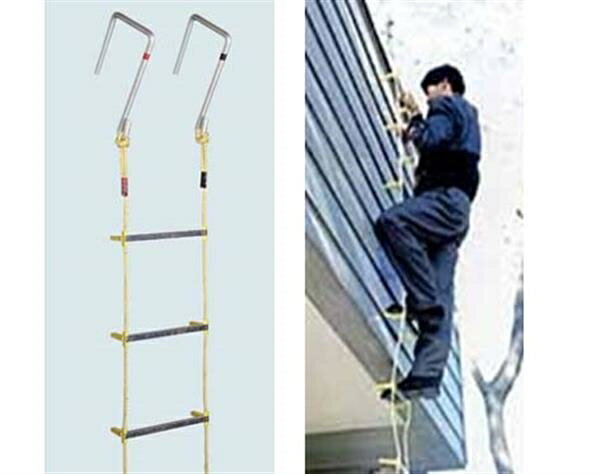 避難用　アルミ縄はしご　8m　MLカギ付き