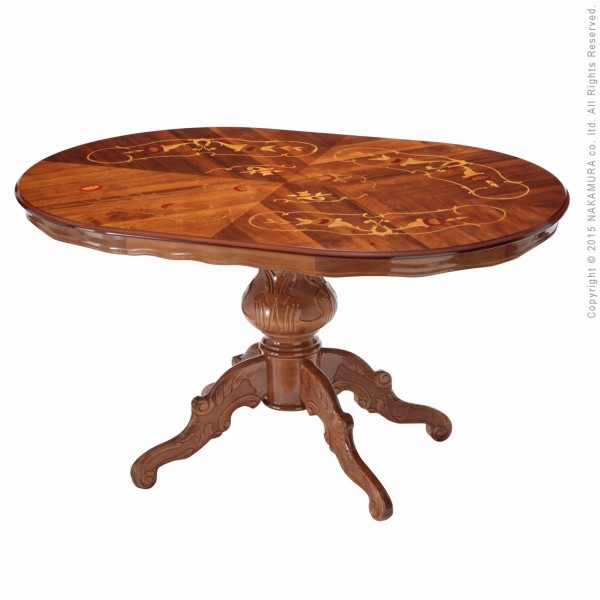 イタリア 家具 ヨーロピアン ヴェローナクラシック ダイニング5点セット:テーブル幅135cm+チェア-金華山4脚 猫脚 金華山織り ヨーロッパ家具 クラシック 輸入家具 アンティーク風 イタリア製 ブラウン おしゃれ 高級感 エレガント 木製 天然木 リモート テレワーク 在宅