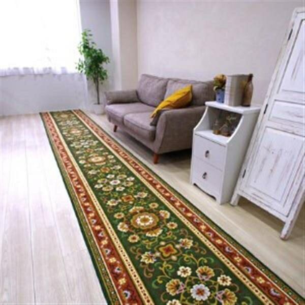 日本製 【アラベスク】 廊下敷きマット　廊下敷きマット 65×700cm エンジ