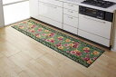日本製 【エレガントローズ】 キッチンマット <抗菌 防臭 滑り止め> キッチンマット 45×180cm エンジ