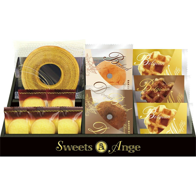 ■商品紹介商品番号：ns-sq-r5608-r03表面にパールシュガーをつけて焼き上げたベルギーワッフルの他に、バウムクーヘンや、焼きドーナツなどの焼菓子を詰め合わせたアソートです。■サイズ・容量・規格【パッケージサイズ】355×45×21...