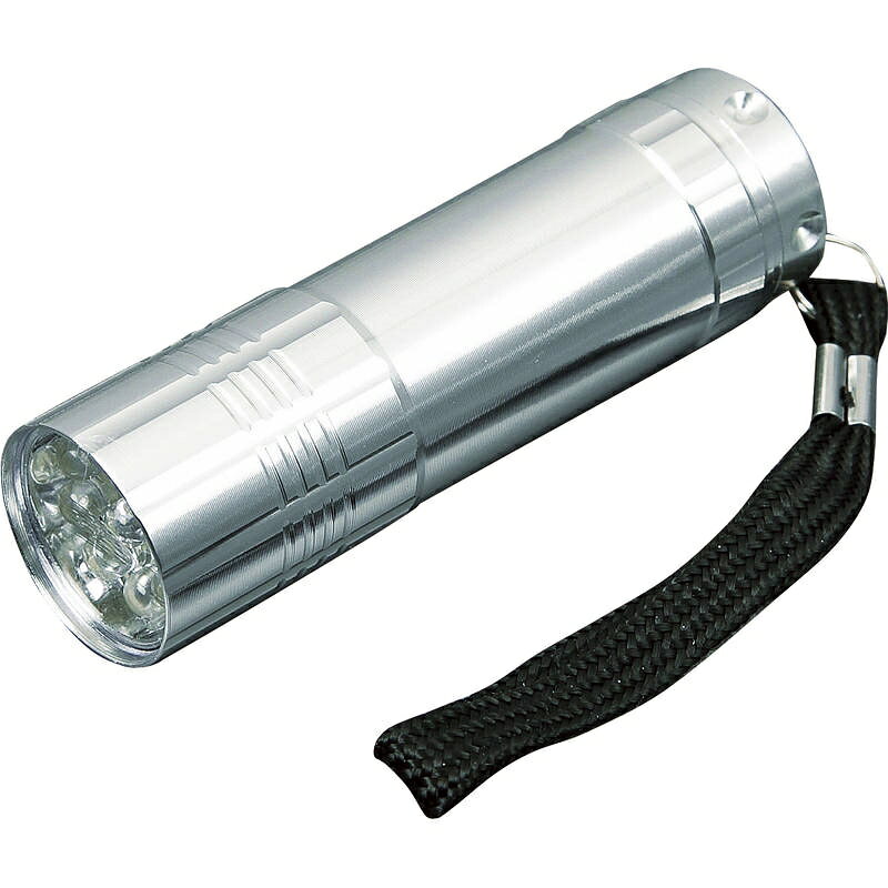 ■商品紹介商品番号：ns-sq-f5408-r04コンパクトなのにLED9個ですごく明るい。すぐに使える電池付。ストラップ付なので、携帯用にも便利です。■サイズ・容量・規格【パッケージサイズ】85×27×105mm【内容】φ25×88mm【材質】アルミ【電池】添付（単4電池3個）【生産国】中国【パッケージ形態】化粧箱入■注意事項■こちらの商品はメーカー直送品となります。■メーカーに在庫が無い場合はキャンセルさせていただくことがございます。■お客様ご都合による返品・交換は出来ませんのでご注意ください■北海道、沖縄、離島については別途送料が掛かります。