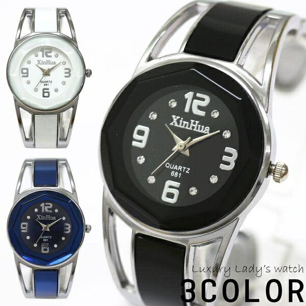 Chic colored cut glass bangle watch with rhinestone index AV054 women's watch