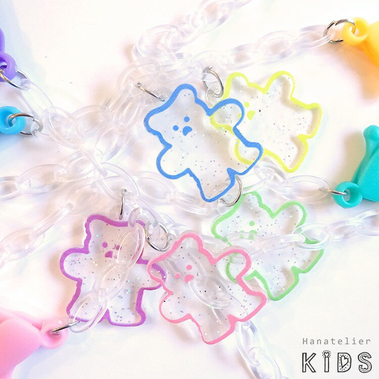 6 4再販 韓国子供服コーデで人気のくまさんマスクチェーン くまさんチャーム付き カラフルくまくまマスクネックレスacc046マスクネックチェーン マスクチェーンストラップ マスクネックレス 眼鏡チェーン 大人用 子供用 韓国子供服 韓国アクセサリー 新品入荷