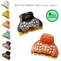 レナクリス ヘアアクセサリー 【全6色】RenaChris★スワロフスキーリボン柄のMINIバンスヘアクリップ【メール便OK】hai029