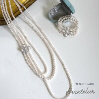 【SILVER新登場】ヴィンテージ調classicalモチーフ付き3連パールロングネックレス「パーティ、結婚式に」【ネコポスOK】nec024