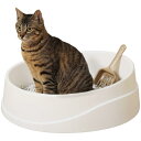 アイリスオーヤマ 猫 トイレ 猫トイレ本体 ネコトイレ 倒れにくい オープンタイプ OCLP-390 (抗菌 オープン スコップ付き) ホワイト/ベージュ