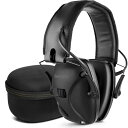 AWESAFE 電子シューティングイヤーマフ 騒音低減音増幅電子安全イヤーマフス&ハードトラベルストレージキャリングバッグ付(小さい箱,ブラック)