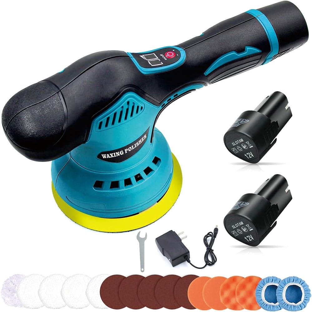 ポリッシャー 充電式 ダブルアクション ポリッシャー 電動ポリッシャー 8段階変速 研磨器 大容量バッテリ一2個搭載 車 コードレスポリッシャー 操作簡単 偏心構造 恒定回転速度 ディスク直径125mm 鏡面磨き ワックス作業 バフ 洗車 車磨き 傷消し 軽量 自動車用 業務用 家庭