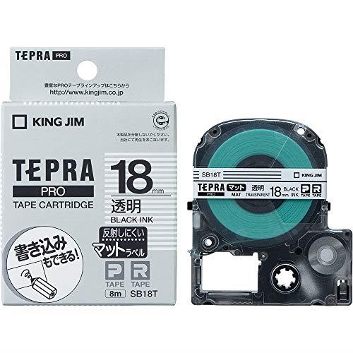【純正】 キングジム(Kingjim) テプラPROテープカート リッジ マット 18mm 透明ラベル/黒文字 長さ8m SB18T