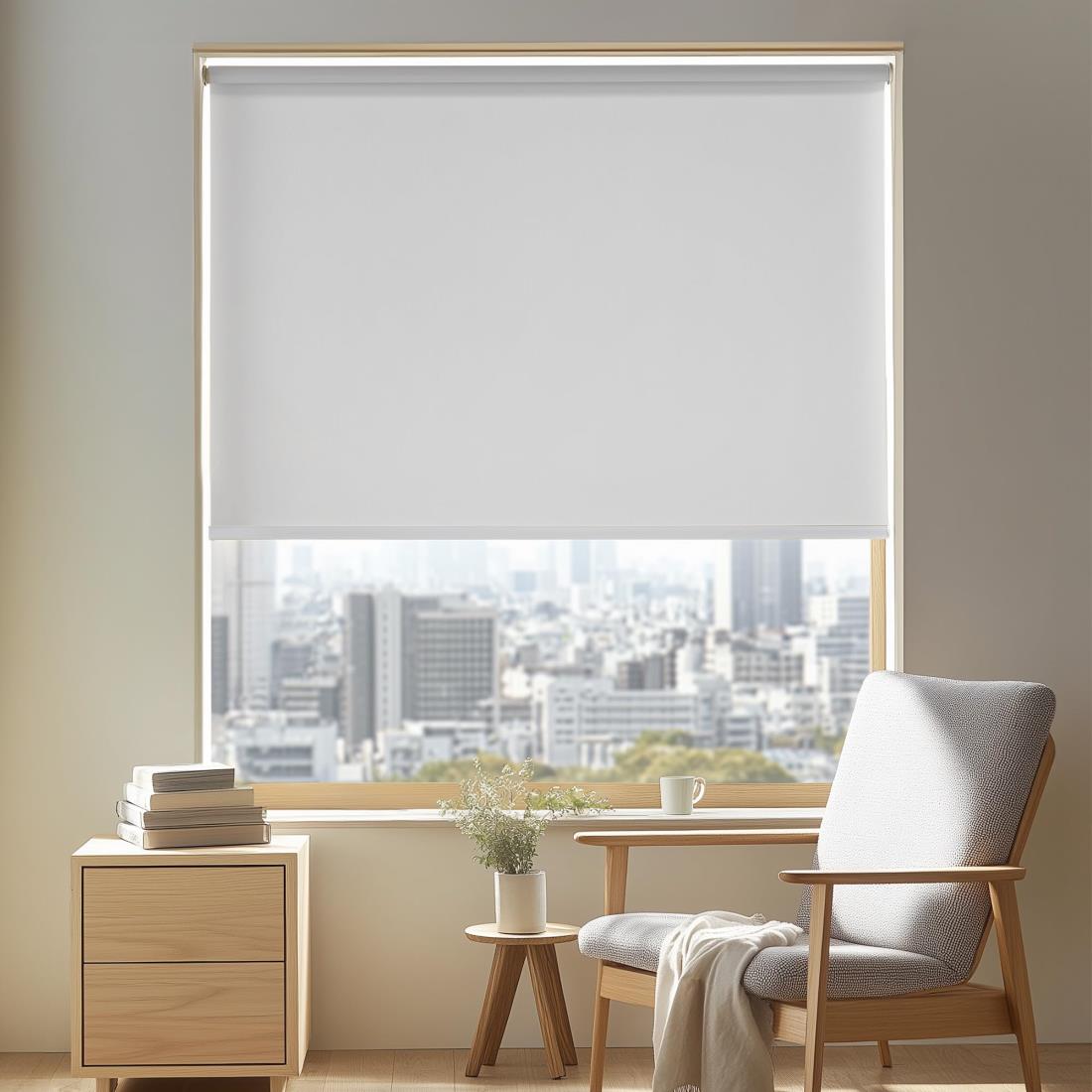 Deconovo 1級遮光 ロールスクリ ーン 幅60cm 丈90cm ホワイト チェーン式 ロールカーテン 断熱 遮熱 防..