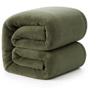 Hansleep 毛布 シングル 冬用 ブランケット 140x200cm マイクロファイバー 柔らかく肌触り フランネル 洗える 静電防止 四季適用 (140x200,モスグリーン)