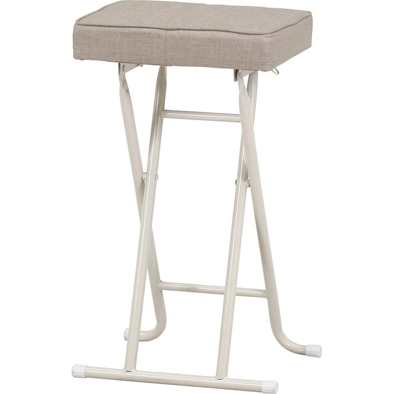 不二貿易折りたたみチェア 室内 椅子 座面高60cm ハイチェア 幅36×奥行28×高さ60cm ベージュ イーグル ..