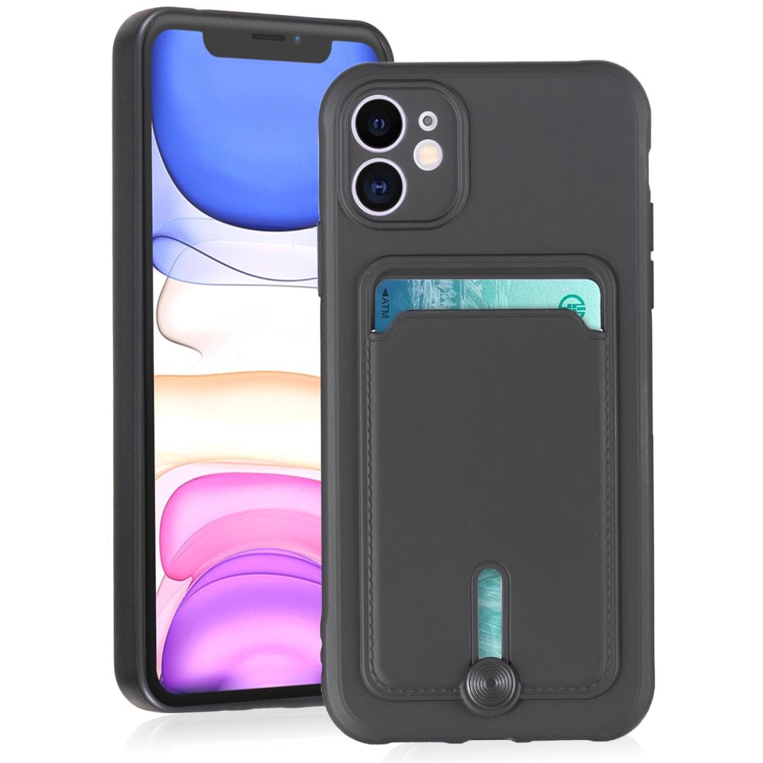 【 Agaiy 】i Phone 11 PRO (5.8インチ) 対応 ケース 背面カード収納 耐衝撃 薄型 軽量（ブラック）アイフォン11プロ TPUスマホケース 全面保護 超耐磨 マット質感 ストラップホール付き 携帯便利 i Phone11proケース 黒