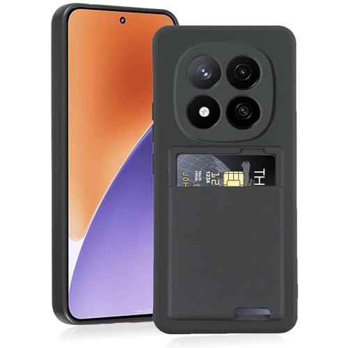 【 Agaiy 】Redmi Note 14 Pro 5G対応 ケース 背面カード収納 耐衝撃 薄型 軽量(ブラック)シャオミ Redmi Note 14 Pro 5G TPUスマホケース 全面保護 超耐磨 マット質感 ストラップホール付き 携帯便利 redmi note 14 pro 5g ケース 黒
