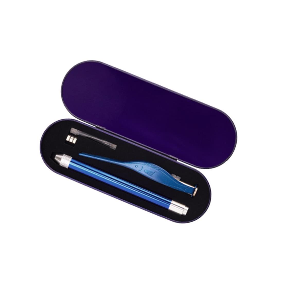 YFFSFDC LEDライト付き 耳かき 耳掃除 イヤークリーナー みみかき ライト 子供用 お年寄り用 家庭用 ライト はっきり見える 携帯便利 収納ケース付き（ブルー）