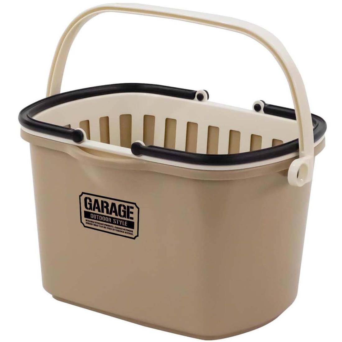 不動技研 カーゴ バケツ バスケット付き 注ぎ口付き コヨーテ 幅37×奥行25.8×高さ22.2cm F06901 日本製