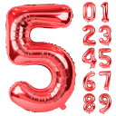 Lausatek バルーン アルミ風船 数字5 ナンバー 40インチ 大きい 誕生日 ハッピーバースデー 飾り付け 赤 記念日 パーティー 約90cm レッド