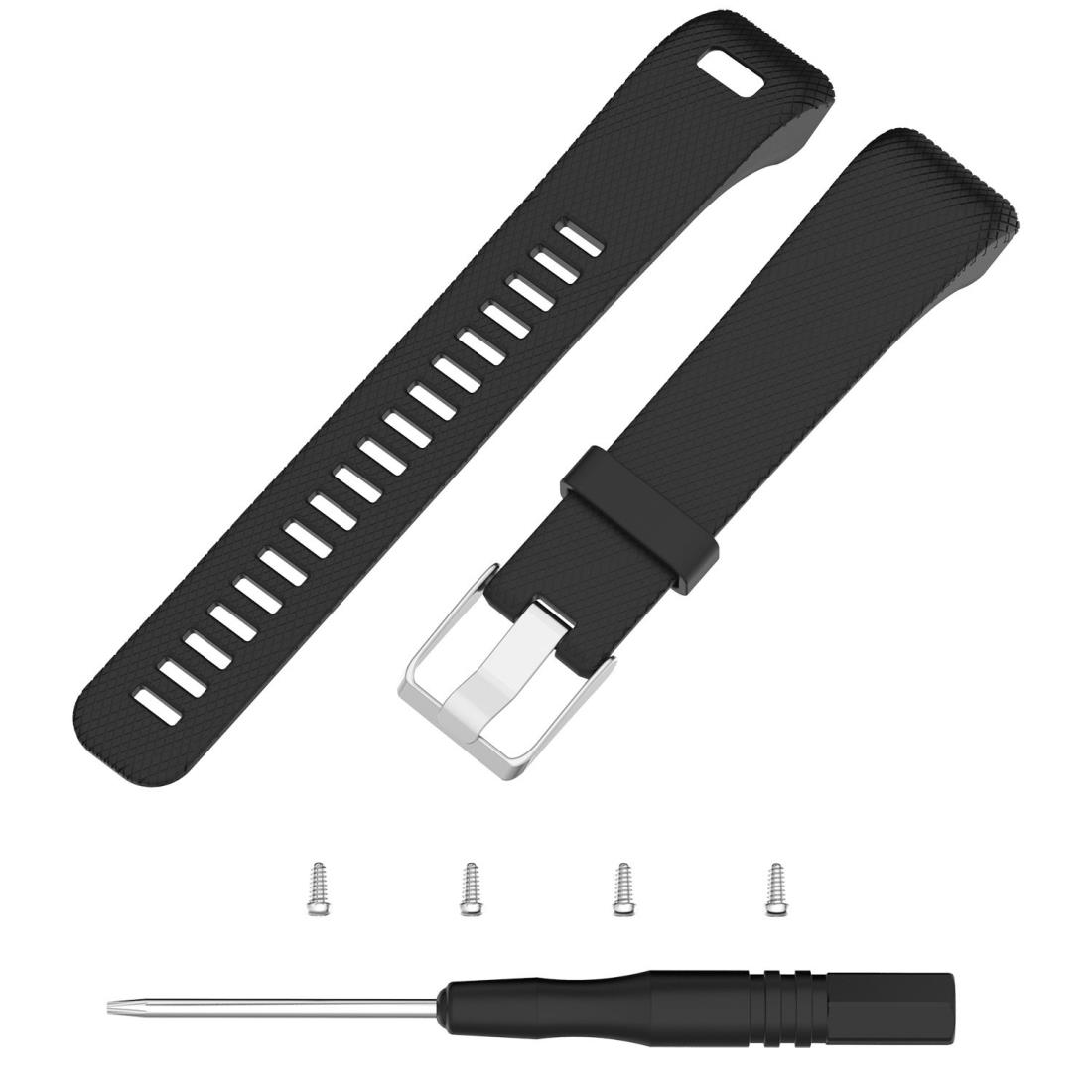 for Vivosmart J HR+ バンド Garmin Vivosmart HR Plus対応交換用シリ コーン ベルト リストバンド 調整可能 (黒-硅胶)