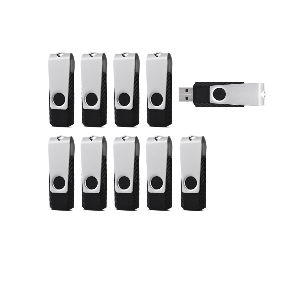 RAOYI USBメモリ4GB USB2.0 10個セット フラッシュドライブ 回転式 まとめ買い 業務用 メモリスティック 問屋 ストラップホール付き （黒）