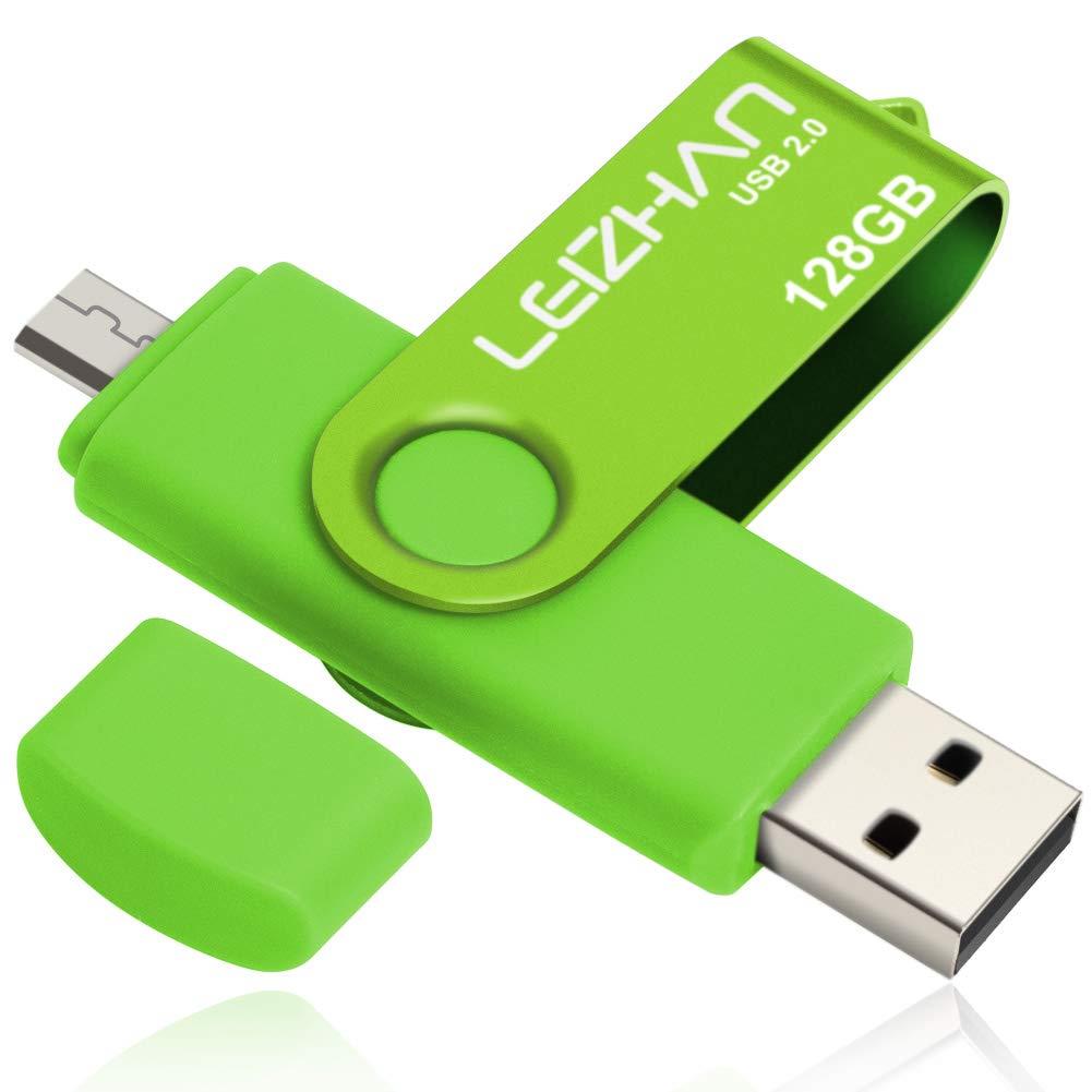LEIZHAN USB メモリー・フラッシュドライブ 128G グリーン 高速転送 人気USB OTG 2.0携帯電話用 容量不足解消 マイクロペンドライブ 回転式USB Android 2.0 Uスティック