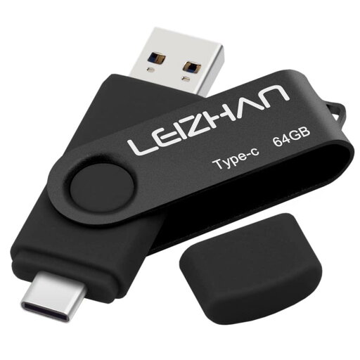 LEIZHAN TYPE-C USB メモリー・フラッシュドライブ 回転式 人気 USB 高速転送 OTG 3.0携帯電話 コンピューター用 容量不足解消 マイクロペンドライブ 大容量 Uスティック (64GB, 黒) LEIZHAN TYPE-C USB メモリー・フラッシュドライブ 回転式 人気 USB 高速転送 OTG 3.0携帯電話 コンピューター用 容量不足解消 マイクロペンドライブ 大容量 Uスティック (64GB, 黒)