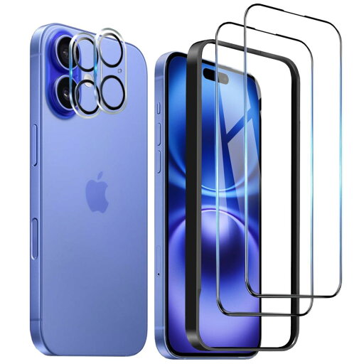 DZHFU 【4枚入り】i Phone 16 強化ガラスフィルム 6.1インチ 高透過率 全面保護フィルム 硬度10H 滑らかなタッチ操作 指紋付着防止 気泡防止 ガイド枠付き 貼り付けは簡単 【アイフォン16 強化ガラスフィルム(2枚入り)+レンズ保護フィルム (2枚入り)】 DZHFU 【4枚入り】i Phone 16 強化ガラスフィルム 6.1インチ 高透過率 全面保護フィルム 硬度10H 滑らかなタッチ操作 指紋付着防止 気泡防止 ガイド枠付き 貼り付けは簡単 【アイフォン16 強化ガラスフィルム(2枚入り)+レンズ保護フィルム (2枚入り)】