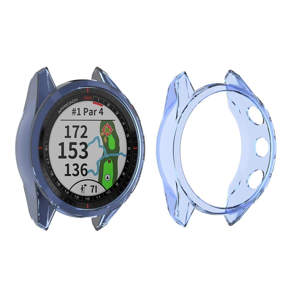 Sooyeeh 2個 ガーミン用 Approach S62用 ケース GARMIN用 Approach S62用 保護ケース カバー 5色可選 Sooyeeh ソフトTPU製 半透明 プロテクターカバー 耐衝撃 薄型 軽量 指紋防止 黄変防止 (透明ブルー)