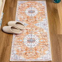 DECOMALL キッチンマット 120 洗える 台所マット おしゃれ 45x120CM ペルシャ風 ラグ カーペット マット オールシーズン 滑り止め オレンジ 防ダニ 防臭 床暖房対応