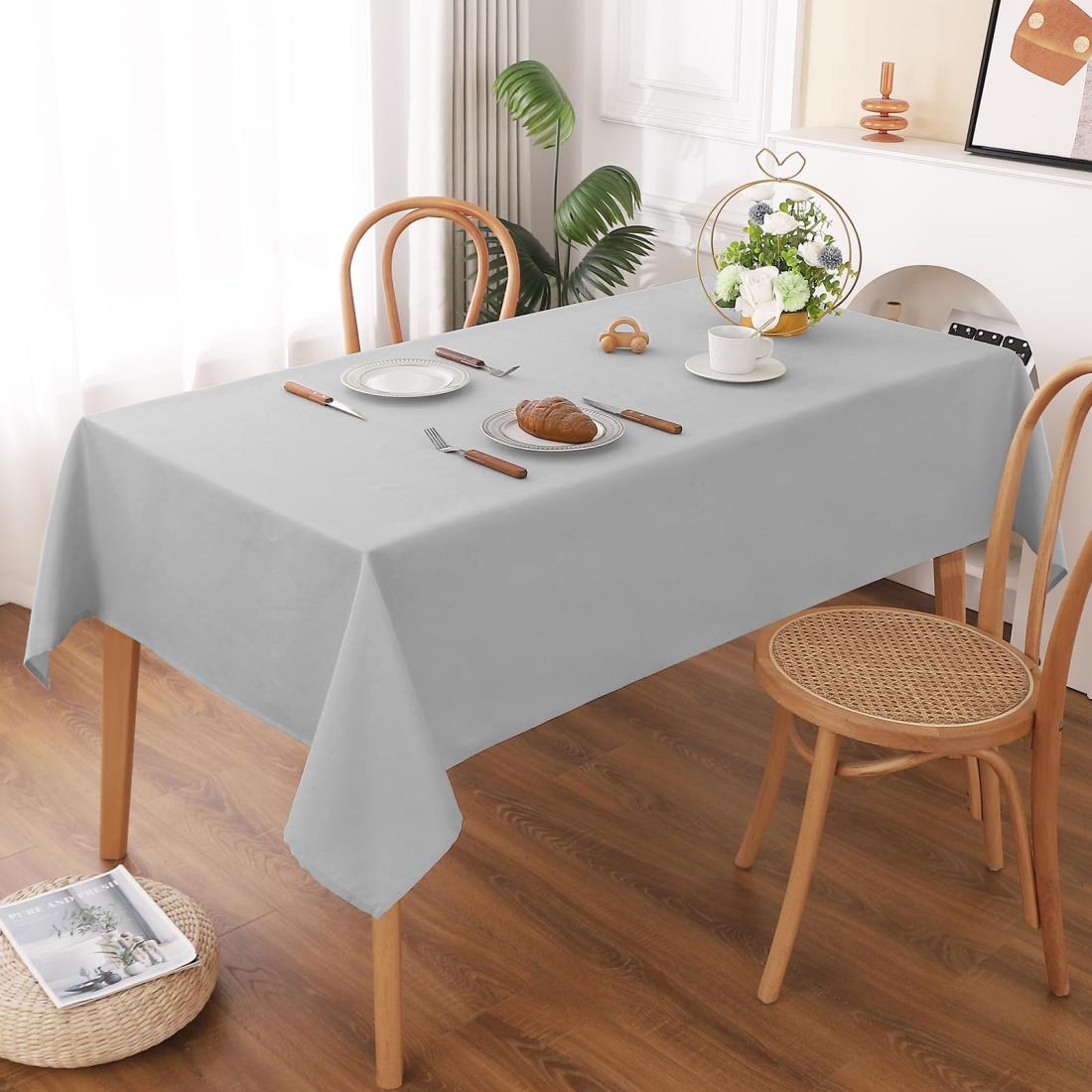 AooHome テーブルクロス グレー 長方形 撥水 小さめ 無地 汚れ防止 おしゃれ シンプル テーブルカバー ..