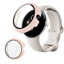 For Google Pixel Watch 3専用ガラス 41mm フイルム一体型ケース【YEZHU】全面保護ケース PCフレーム+ガラスフィルム一体型 脱着簡単 薄型 軽量 耐衝撃性 落下防止 (ピンク)(2)