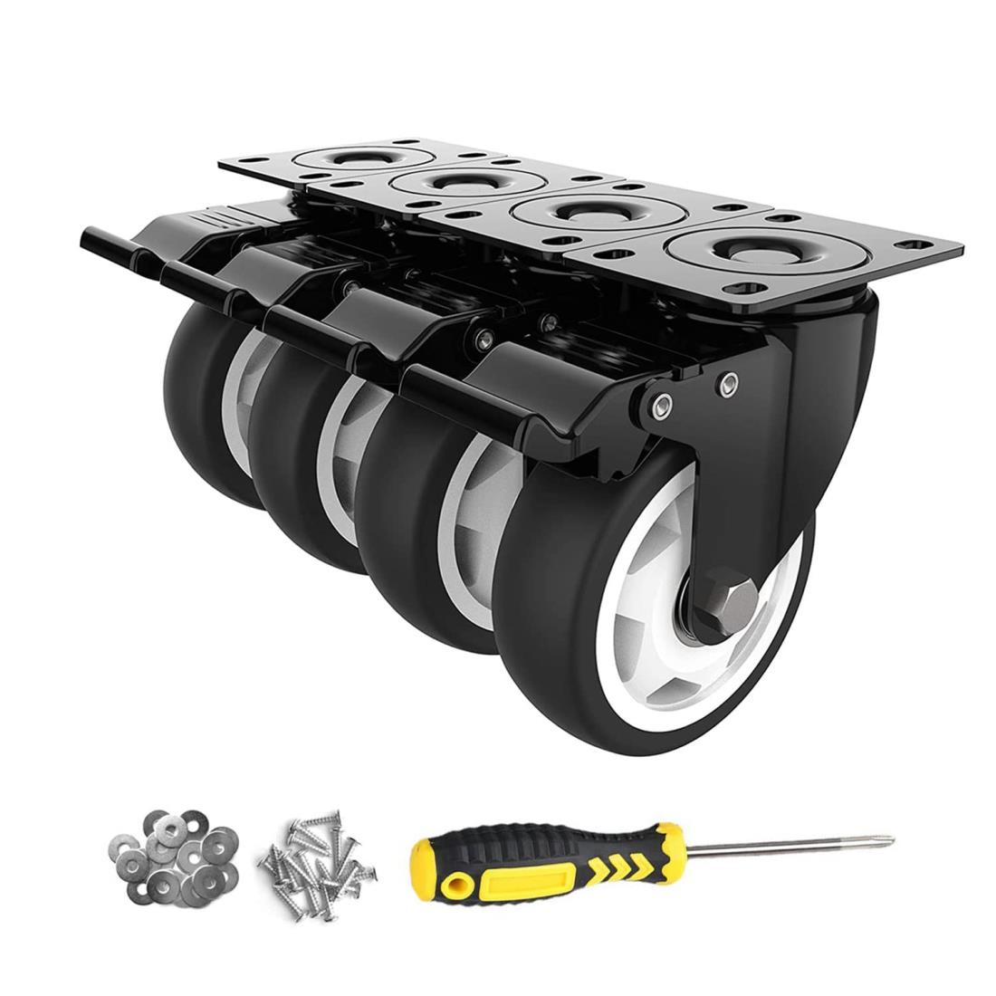 Zalslei キャスター 3インチ 車輪 ブレーキ付き 自在キャスター ストッパー付き 高耐久性 交換用 単個..