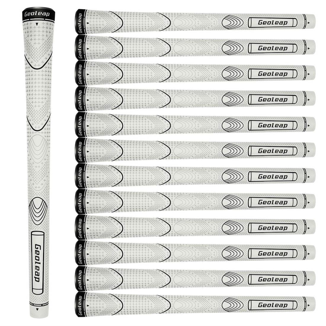 Geoleap Glory-Tゴム製ゴルフグリップ 、13本セット、スタンダード/ミディアム、6色オプション、親指パターン、ソフトな感触 、滑り止め、快適なハイブリッドゴルフクラブグリップ (スタンダード, ホワイト)