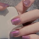 2023 ネイルチップ 短め 24枚入 つけ爪 小さく短め 人気 シンプル 韓国 つけ爪 ネイルチップ おしゃれ 付け爪 かわいいつけ爪 ショート つけづめ 繰り返し使える 貼るだけつけ 夢幻紫パープル 細かいラメ マーメイドネイルアートクロムネイル2gつけ爪 接着剤 Press On Fake N