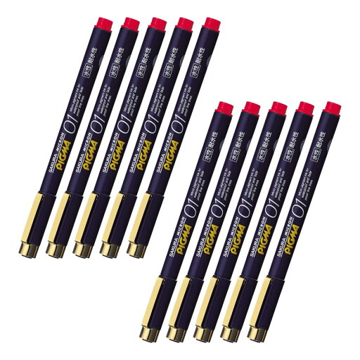 サクラクレパス 水性ペン ピグマ 0.1mm 赤 10本 ESDK01#19-10P サクラクレパス 水性ペン ピグマ 0.1mm 赤 10本 ESDK01#19-10P