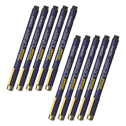 サクラクレパス 水性ペン ピグマ 0.1mm 黒 10本 ESDK01#49-10P サクラクレパス 水性ペン ピグマ 0.1mm 黒 10本 ESDK01#49-10P