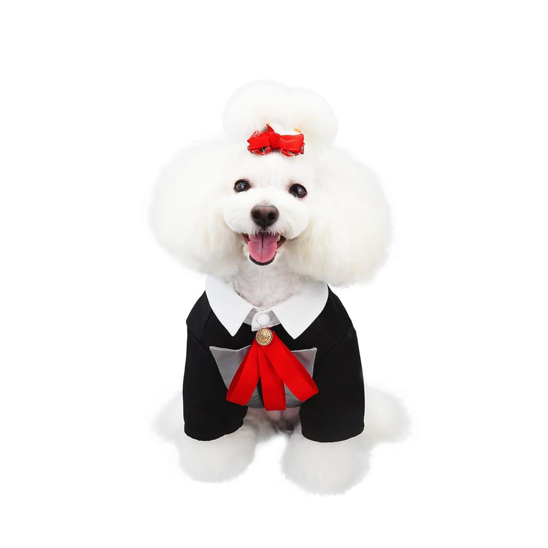 ANSIMITE 蝶ネクタイがめちゃキュート 犬 猫 服 タキシード 燕尾服 黒リボン 小型 中型 大型 サイズい..