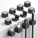 12個セット·業界初!マグネット式ケーブルホルダー JOYROOM ケーブルクリップ 配線止め 配線整理 ケーブルスム ーズ調整可能 コードホルダー デスク周り コードクリップ 貼り付け 強力粘着 USB配線収納 卓上 デスク 机 壁 車 ナイトテーブル すっきり USB-C ケーブル固定