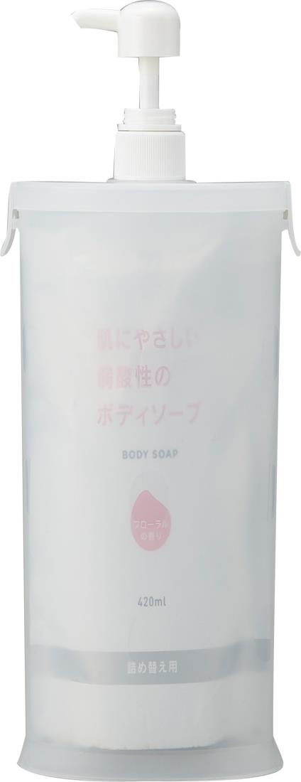 アイメディア(Aimedia) ディスペンサー ホワイト 500ml対応 シャンプ― ソープ リンス 袋ごと おしゃれ 詰め替えボトル 詰替え容器 お風呂グッズ スリムna詰め替え用お手軽ポンプ